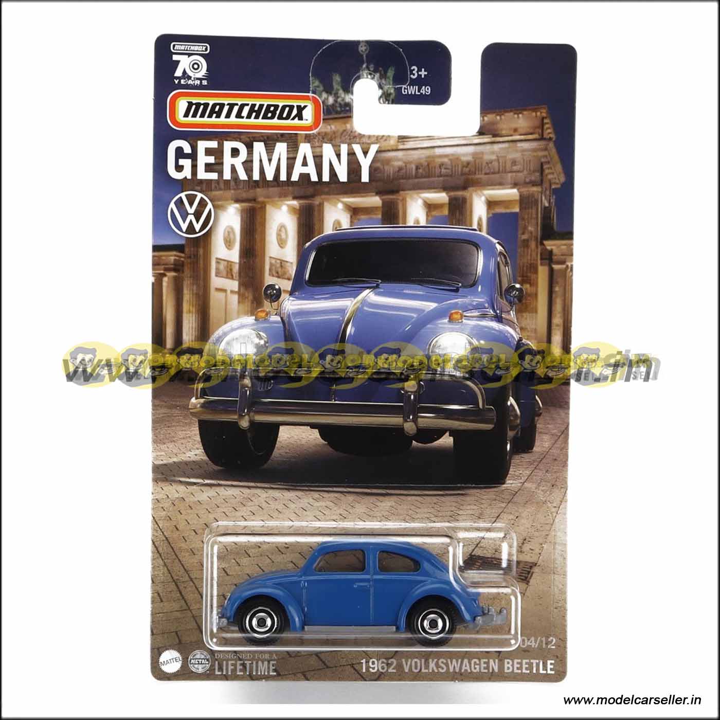 1/64 Hot Wheels Matchbox Volkswagen BEETLE 1962 Diecast Scale Model Car