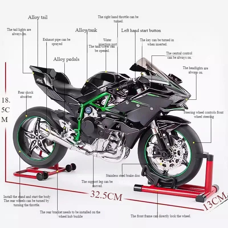 1/6 XLG Kawasaki Ninja H2R Diecast Scale Model Bike