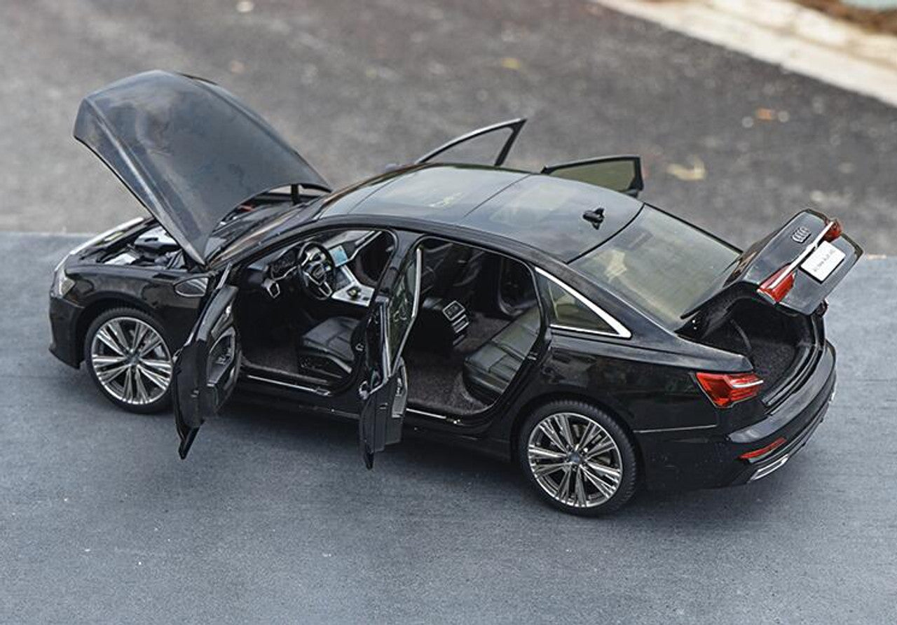 1 18 audi a6l diecast scale model black  all door open
