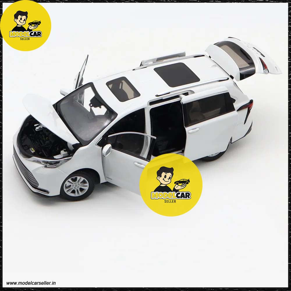  1/18 Toyota SIENNA Dealer Edition MPV Diecast Model white all doors open