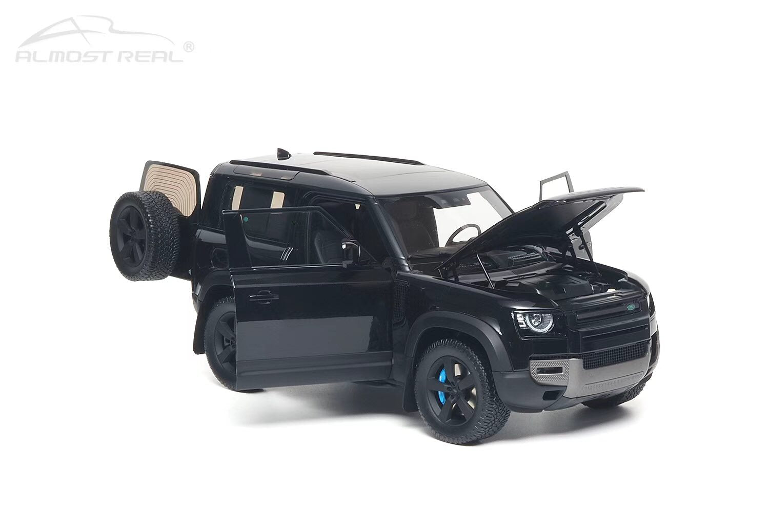 1/18 Land Rover Defender 90 2020 Almost Real Santorini Black Diecast Model