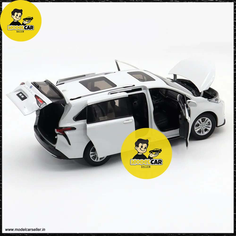  1/18 Toyota SIENNA Dealer Edition MPV Diecast Model white all doors open