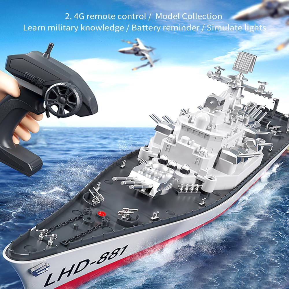 Remote Control Warship RC Military Battleship 1:390 Boat for Lakes and Rivers