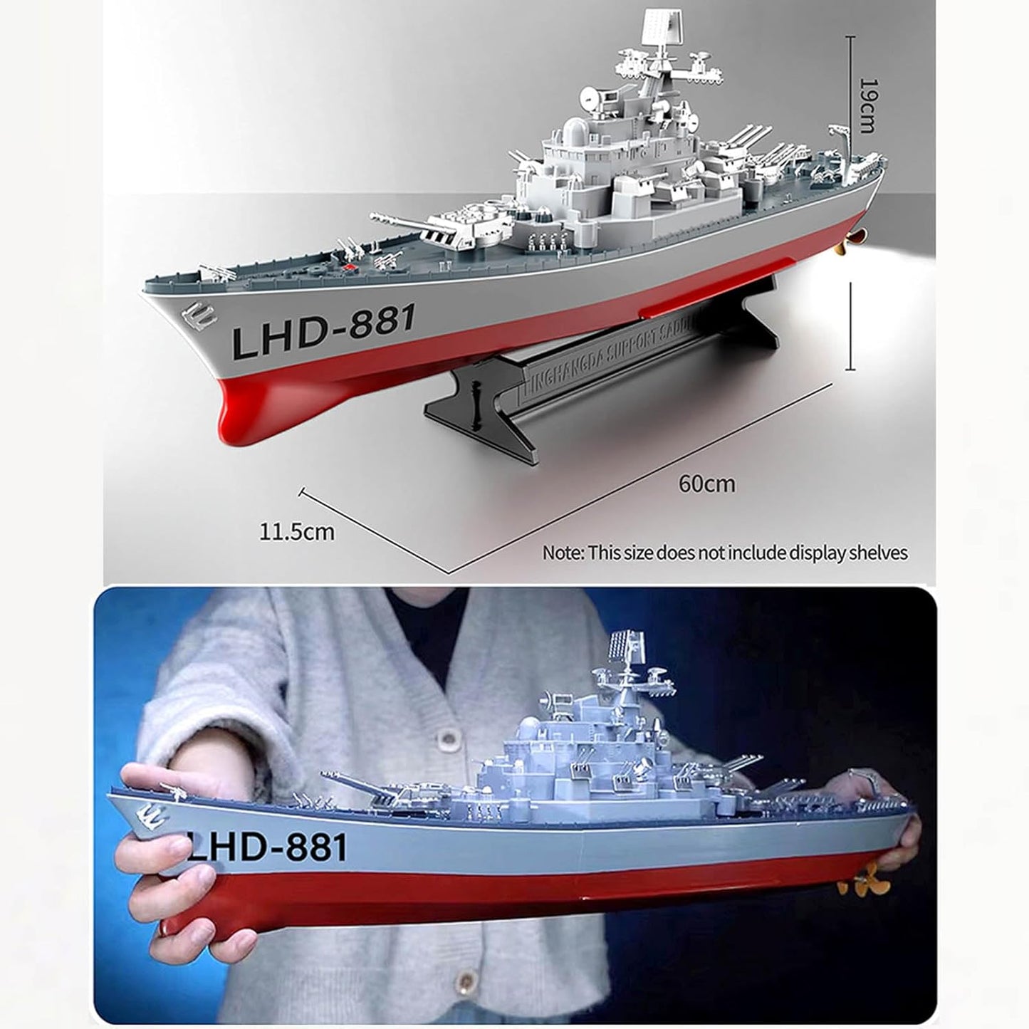 Remote Control Warship RC Military Battleship 1:390 Boat for Lakes and Rivers