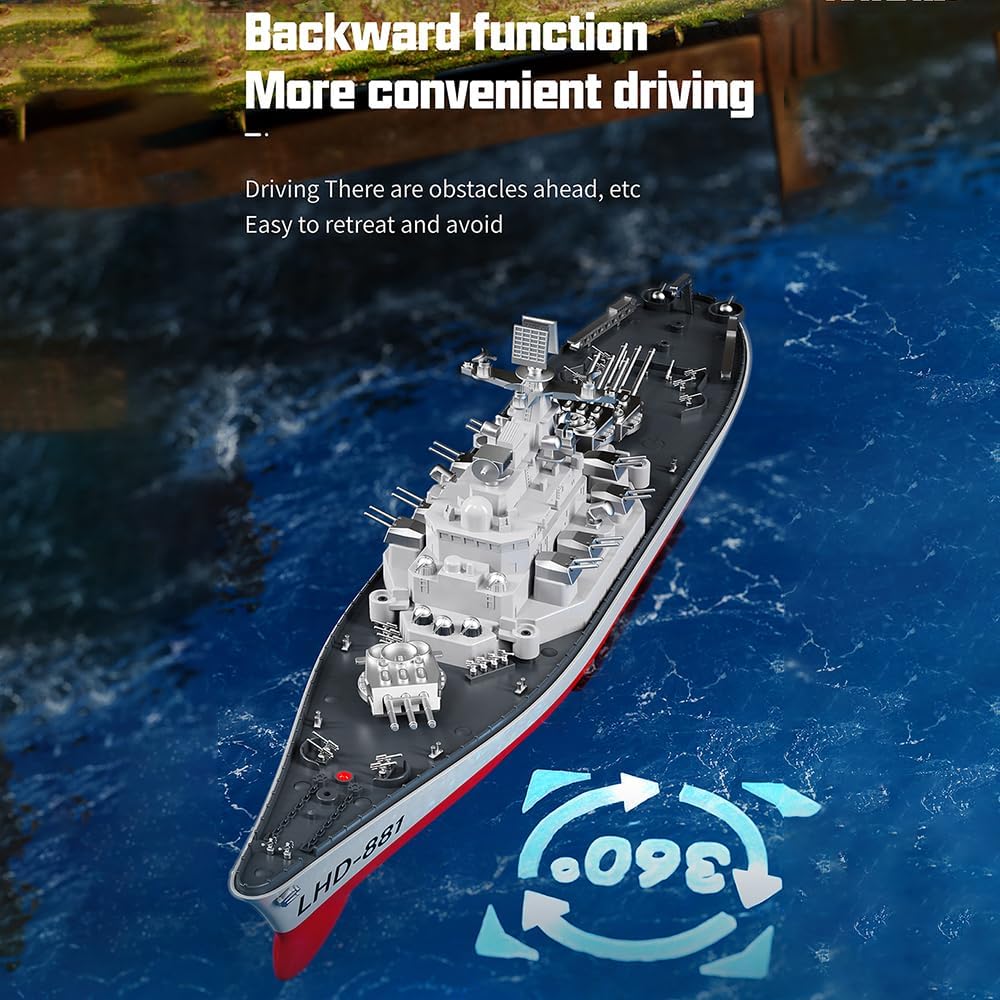 Remote Control Warship RC Military Battleship 1:390 Boat for Lakes and Rivers