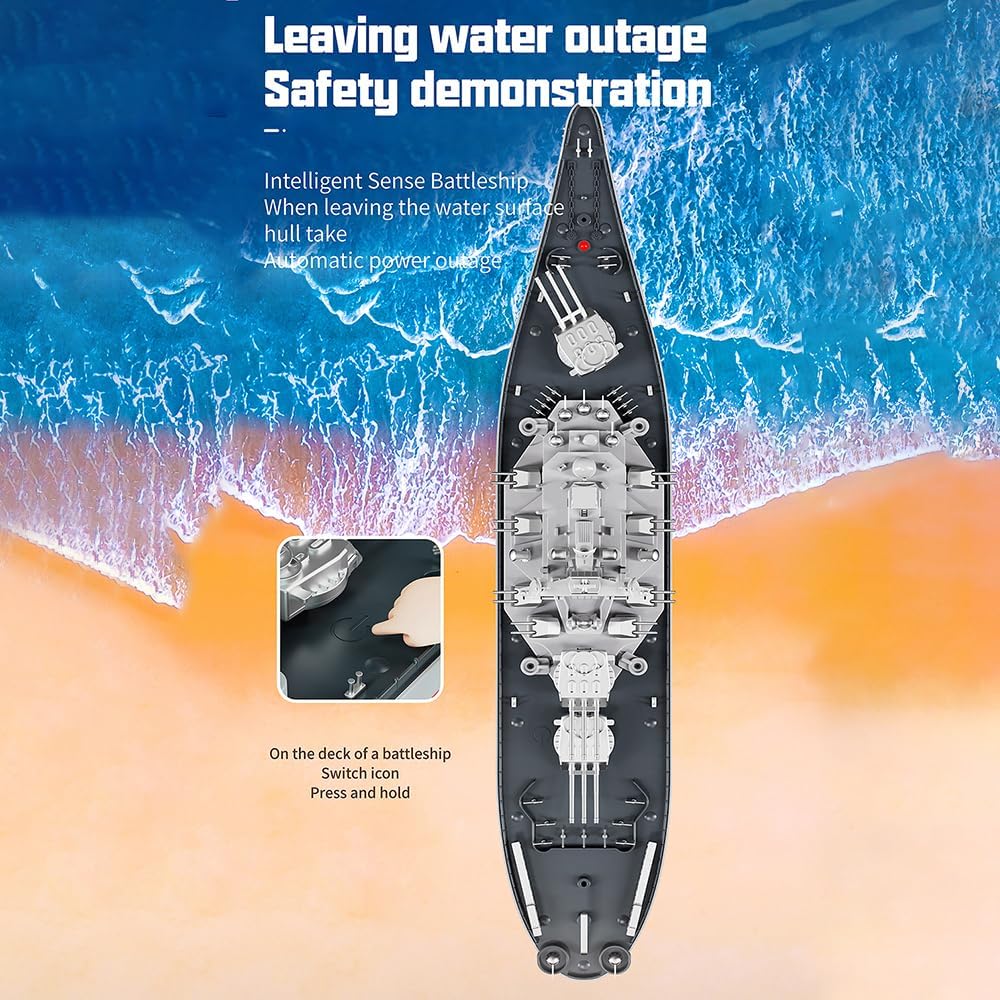Remote Control Warship RC Military Battleship 1:390 Boat for Lakes and Rivers