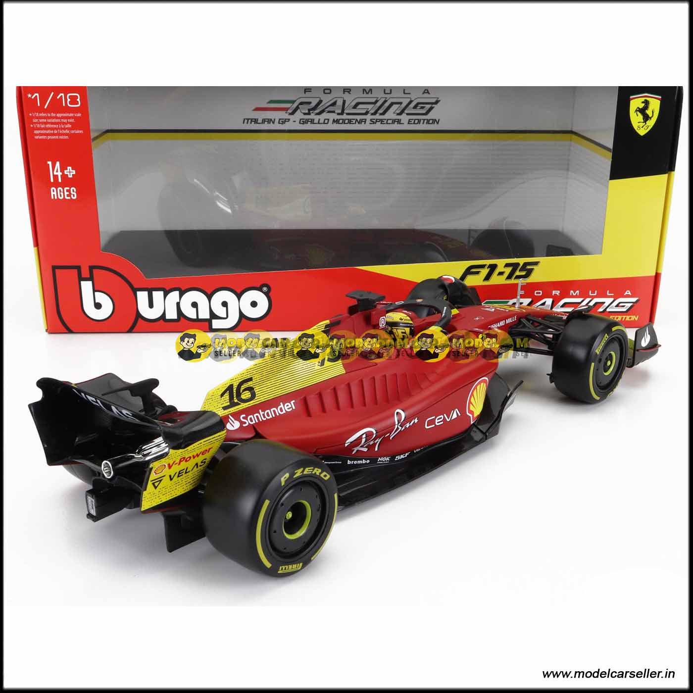 1/18 Bburago Ferrari Formula 1 F1-75 MONZA GP ITALY 2022 CHARLES LECLERC Diecast Scale Model