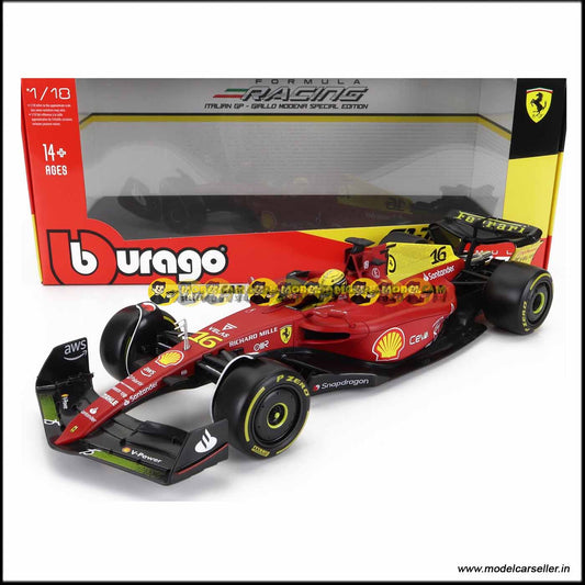 1/18 Bburago Ferrari Formula 1 F1-75 MONZA GP ITALY 2022 CHARLES LECLERC Diecast Scale Model