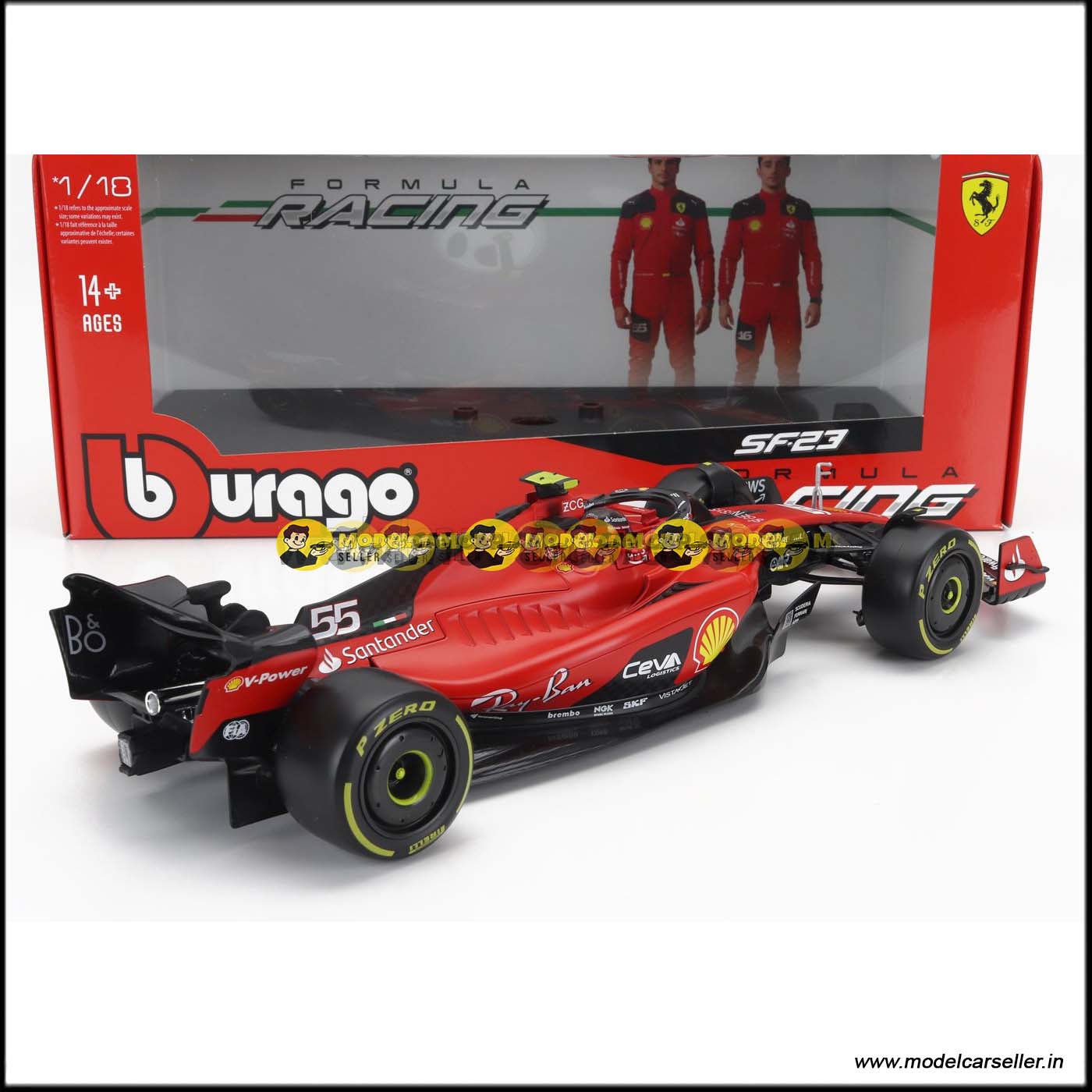 2023 FERRARI F1 SF23 CARLOS SAINZ 1/18 Bburago Diecast Scale Model
