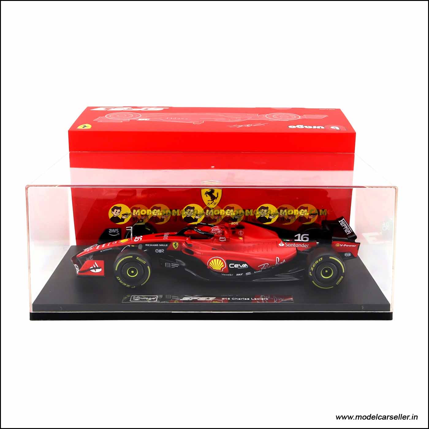 1/18 BURAGO FERRARI Formula 1 SF 23 CHARLES LECLERC (with showcase) Diecast Scale Model