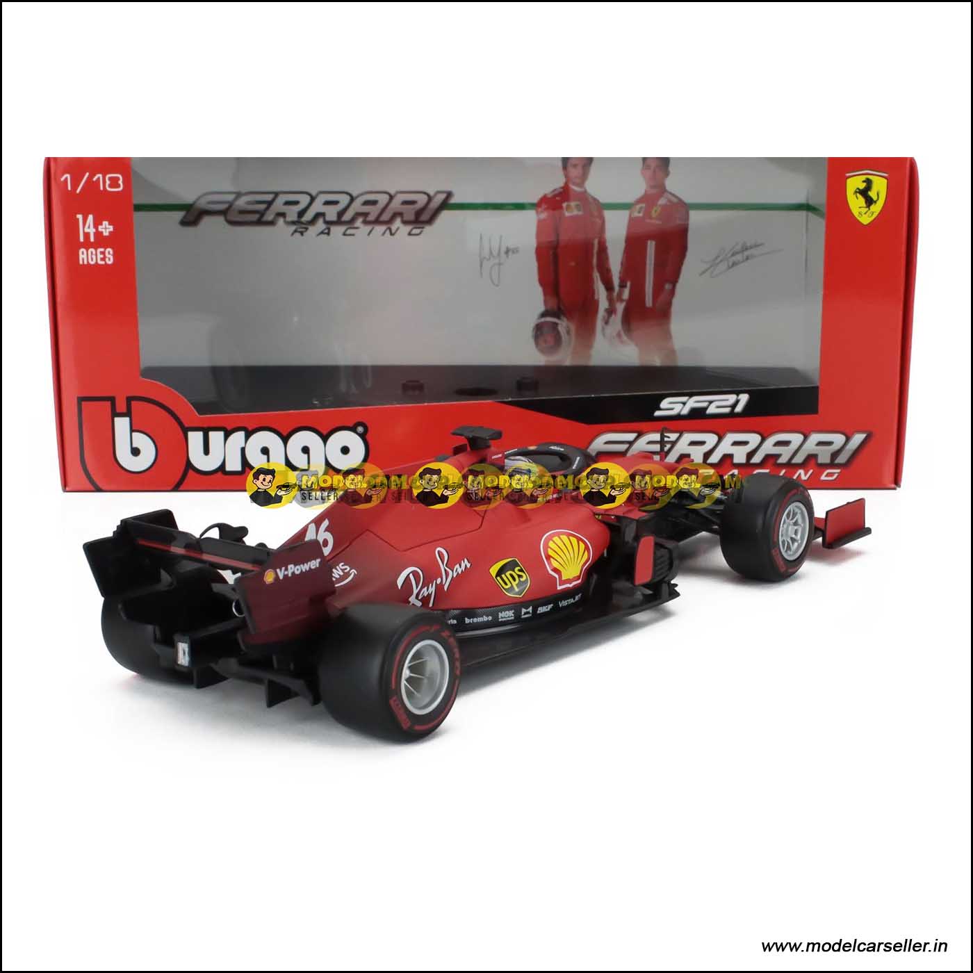 1/18 Bburago Ferrari Formula 1 SF21 2021 CHARLES LECLERC Diecast Scale Model