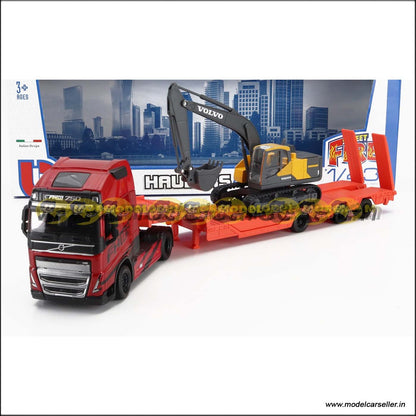 1/43 Burago VOLVO FH16 TRUCK with EXCAVATOR 2018 Diecast Scale Model