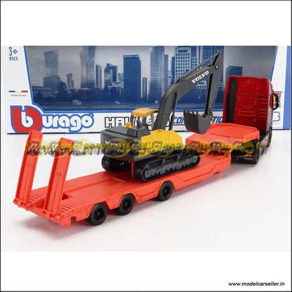 1/43 Burago VOLVO FH16 TRUCK with EXCAVATOR 2018 Diecast Scale Model